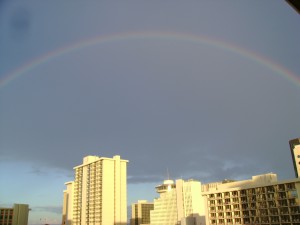 Morning rainbow in Waikiki