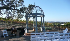 An Elegant Touch of Strings trio is setting up early as usual, atop a very high hill belonging to Meritage Resort Quartet Trio Duo