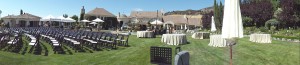 Here's a fun panarama, trying to catch the length of most of the buildings that made up for the living quarters. An Elegant Touch of Strings performed as a string quartet.