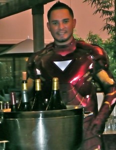 Iron Man served the guests at the bar!