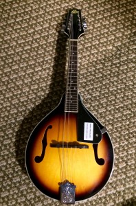 Brand new mandolin as you can see. Eight strings to give it a different sound from a guitar. 