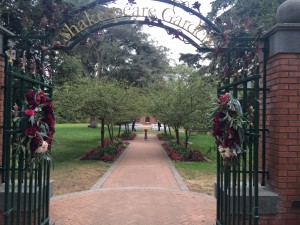 Entrance to Shakespeare garden where our string trio set up just to the left of the chairs.