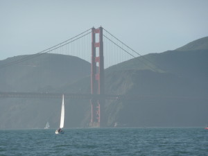 Golden Gate Yacht Club and view from same of Golden Gate Bridge