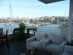 View from Golden Gate Yacht Club and city in background